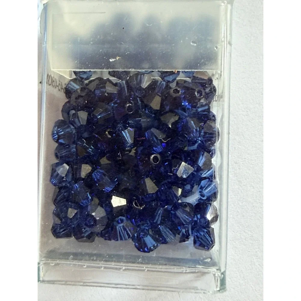 VTG Swarovski Crystal Bicone Beads Mixed Blue Lot 3mm 4mm Bicone and Misc.
